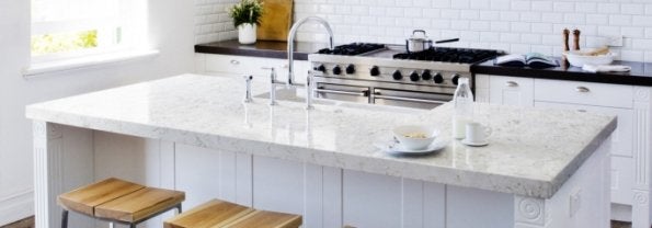 White color granite island kitchen countertop in San Diego, CA
